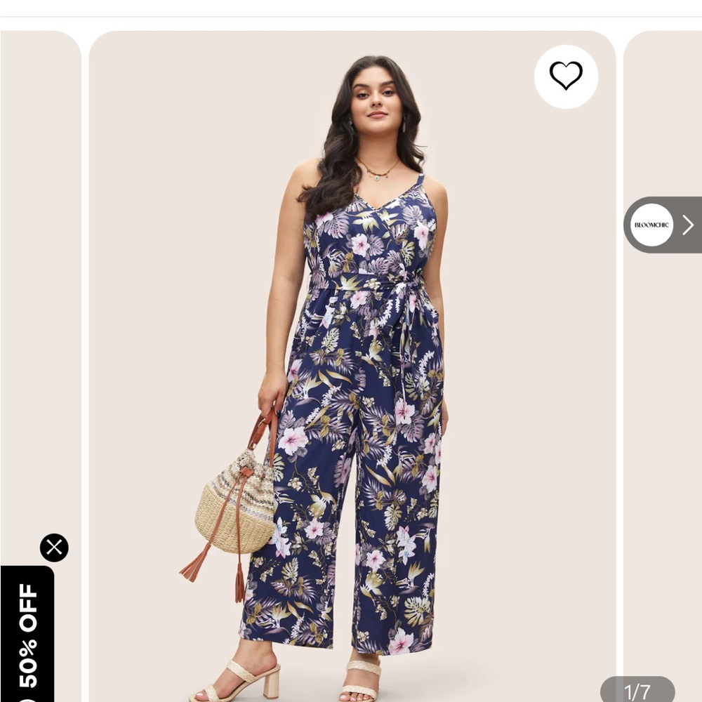 bloomchic floral Belted Pocket Wrap Cami Jumpsuit size 26